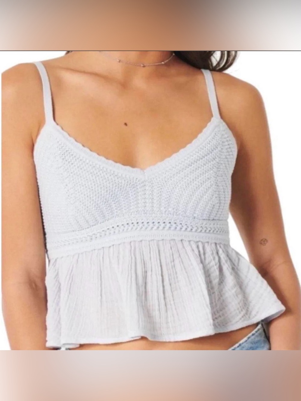 Hollister white crochet top